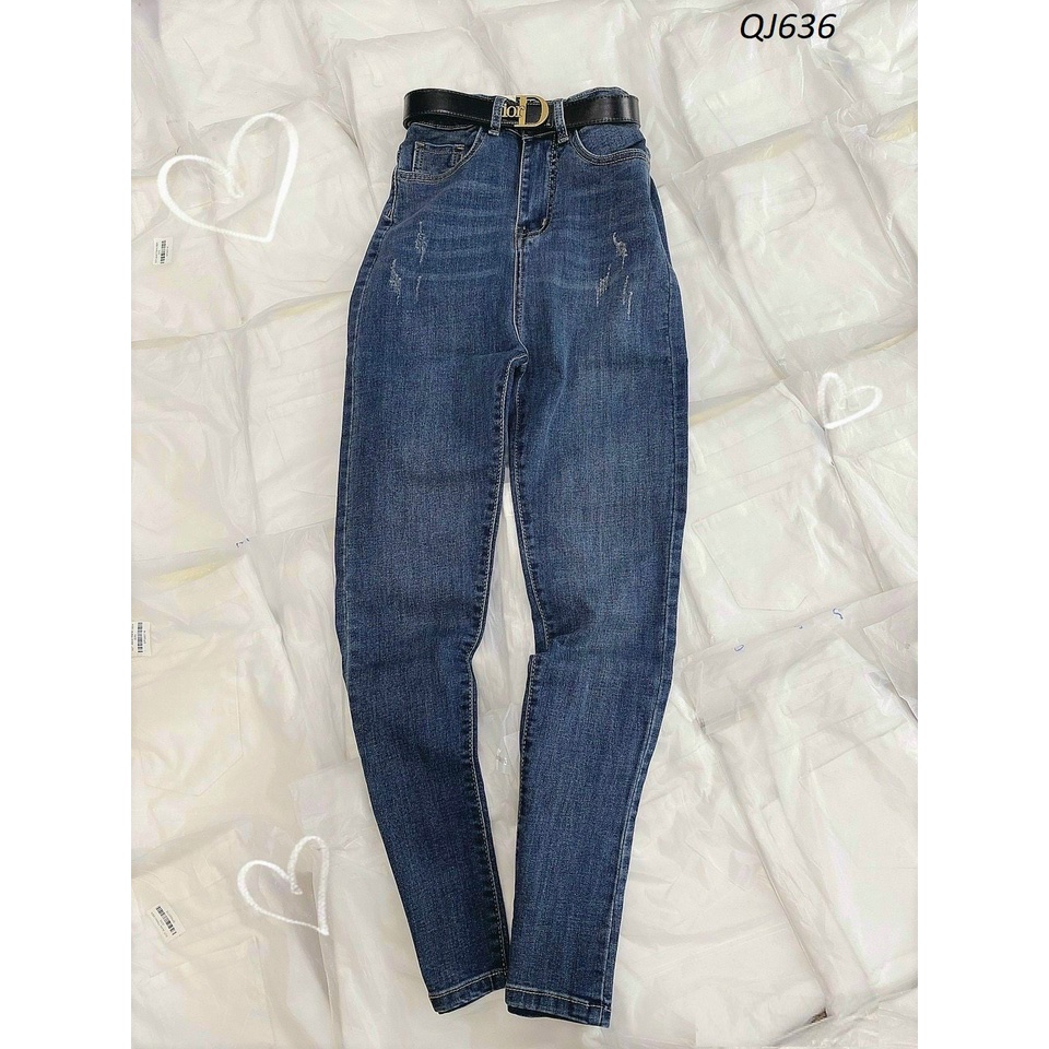Quần jeans nữ xước nhẹ lưng cao Hack dáng đẹp QJ636