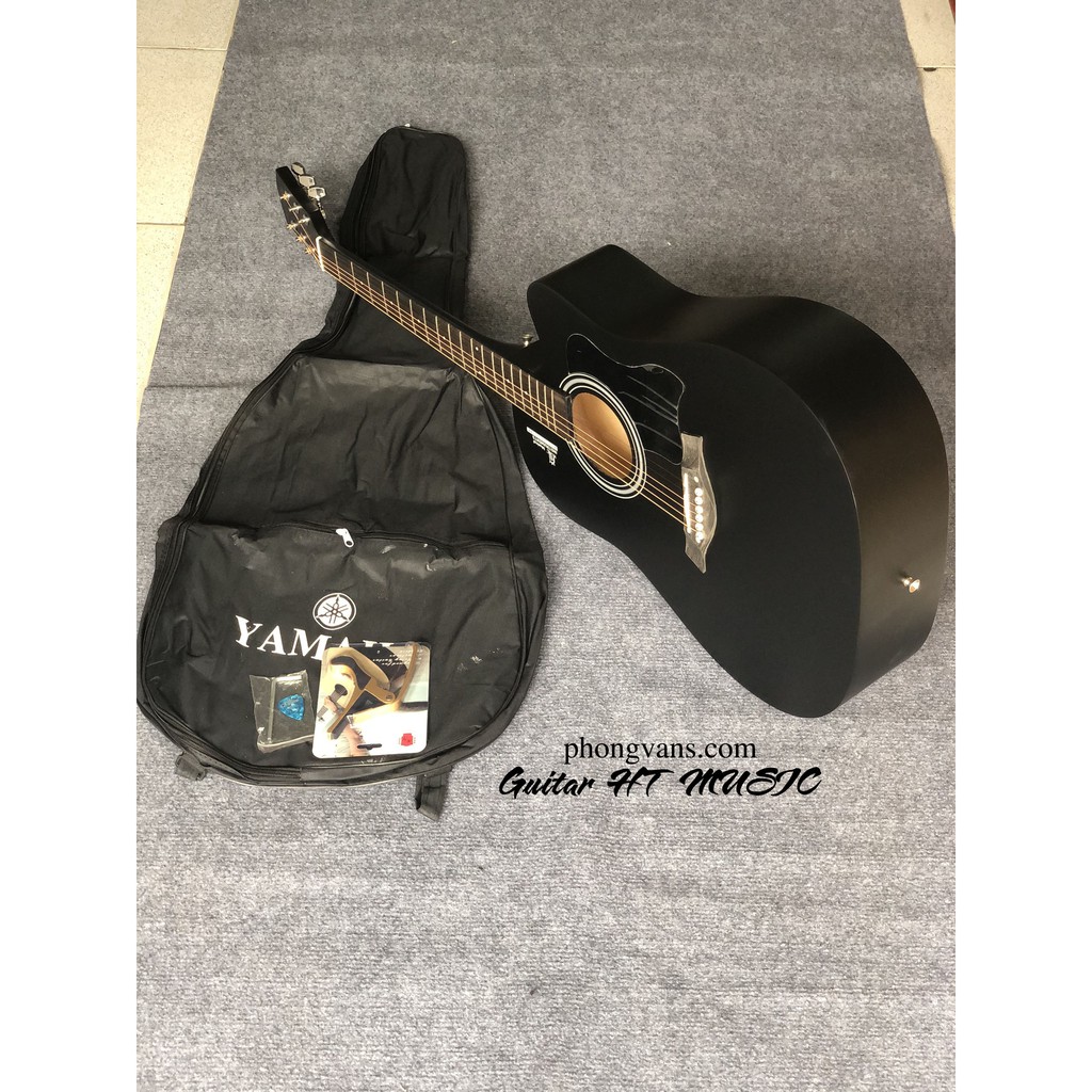 Đàn guitar acoustic HT music giá rẻ sinh viên màu đen[Tặng kèm phụ kiện]