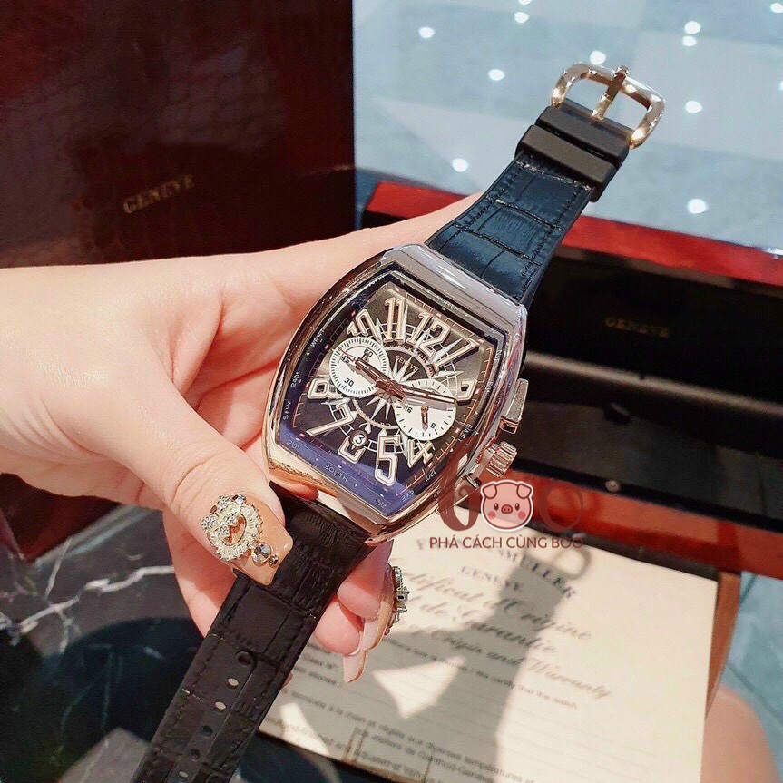 Đồng Hồ Nam Franck Muler Vanguard Dây Cao Su Bọc Da Cao Cấp Chạy Full Kim | BigBuy360 - bigbuy360.vn