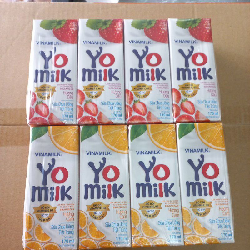 Sữa chua uống Yo milk vinamilk vị dâu, cam 170ml