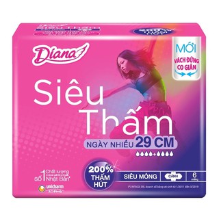 BVS Diana Siêu Thấm 29cm Dành Cho Ngày Nhiều (6miếng/gói)