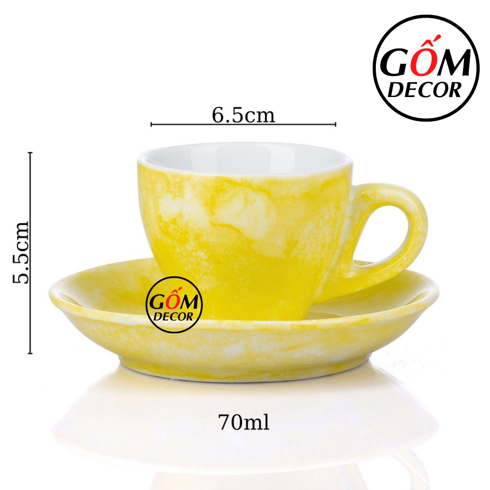 Cốc sứ vân đá Bát Tràng cao cấp - ly cà phê Cappuccino Nhật dung tích 70ml hàng chính hãng