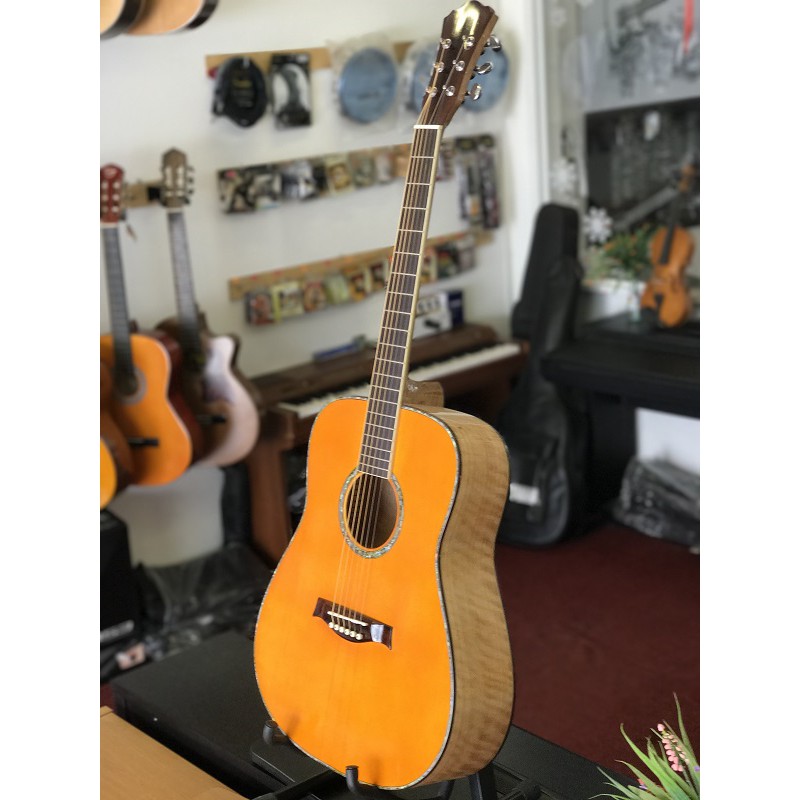 Đàn Guitar Acoustic Gỗ Còng Cườm - Thùng khuyết (số 8) - Size Lớn (nhỏ-vừa) - Mặt sậm và sáng