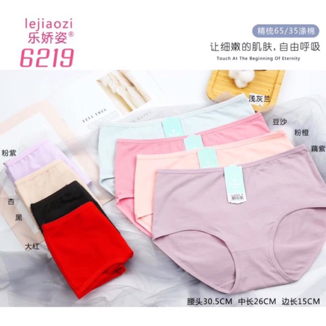 Sỉ lố 10 quần lót cotton trơn mã 6219