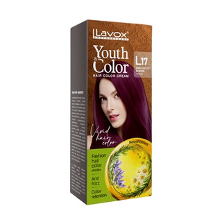 NHUỘM TÓC MÀU THỜI TRANG TÍM ĐẬM LAVOX 60mlx2 - L17💖Kèm Chai Oxy + Dầu Xả Giữ Màu Tóc + Găng Tay💖