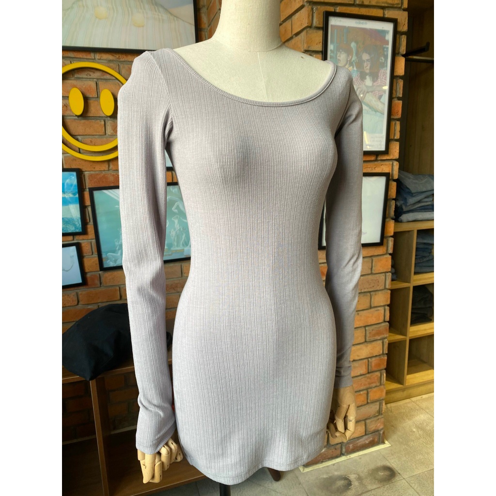 Anniegals - Đầm body thun gân tay dài - Bodycon Mini Dress