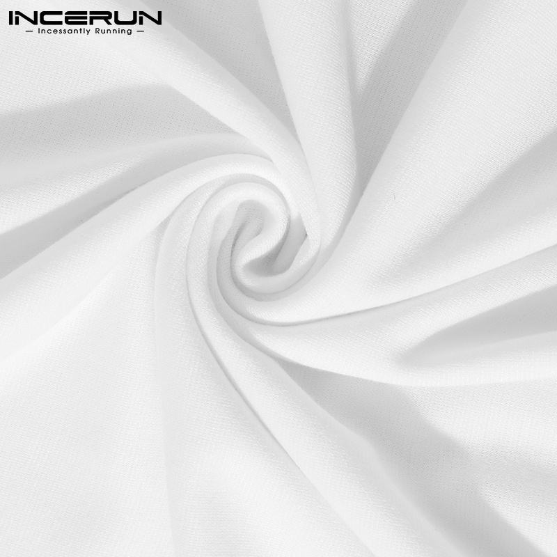 Áo nam INCERUN tay ngắn cổ chữ V 3 màu trơn đơn giản tùy chọn