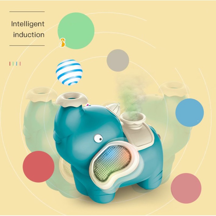 [Hàng mới về] Đồ chơi Chú voi con làm Xiếc - Chú voi Phun Khói, Thổi bóng Vui nhộn có đèn và nhạc