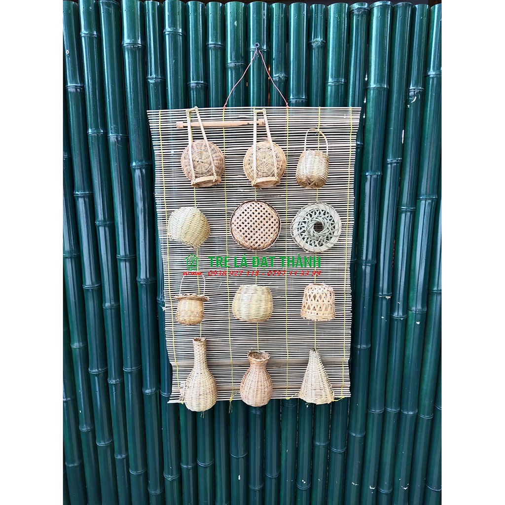 Combo 12 món mây tre ngẫu nhiên - mây tre trang trí, decor trên tường.