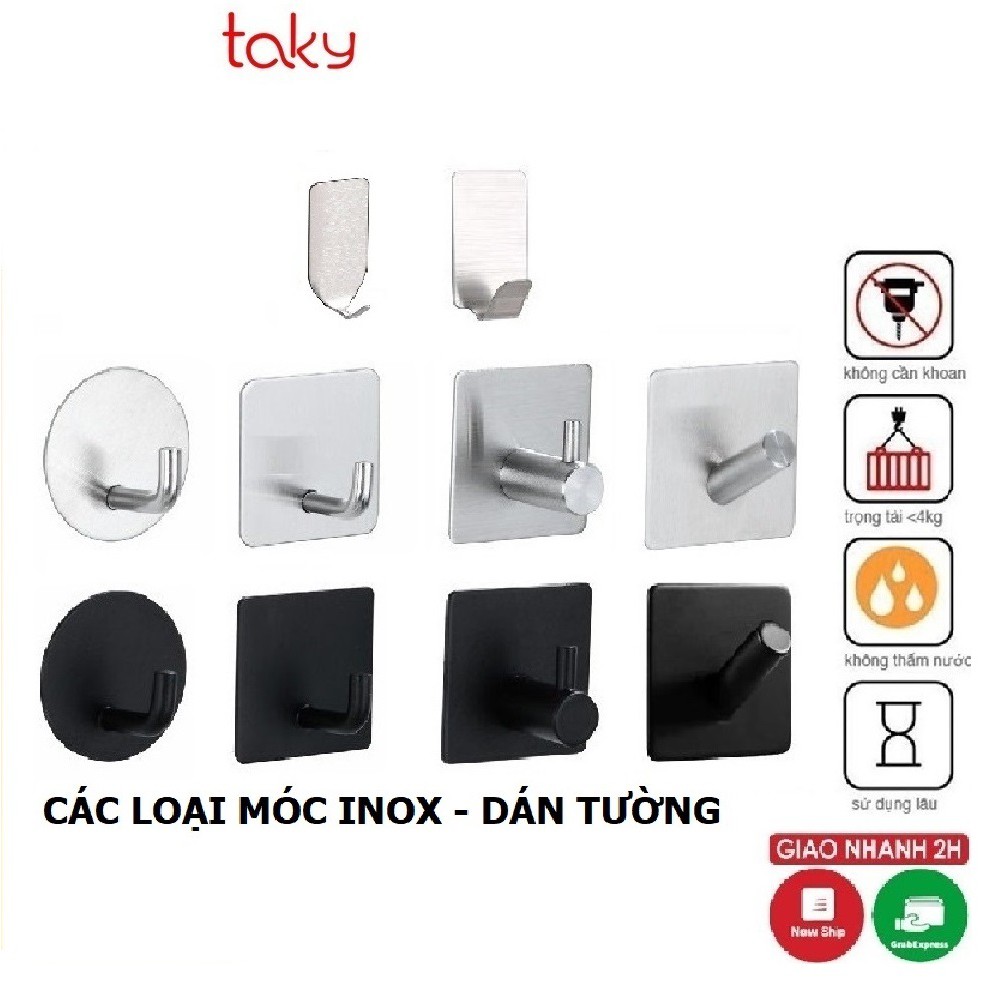 Móc Dán Tường - Taky, Chịu Lực, Móc Inox Các Loại, Móc Dính Tường Siêu Dính, Treo Đồ Đa Năng, Tiện Dụng Gia Đình - 2000