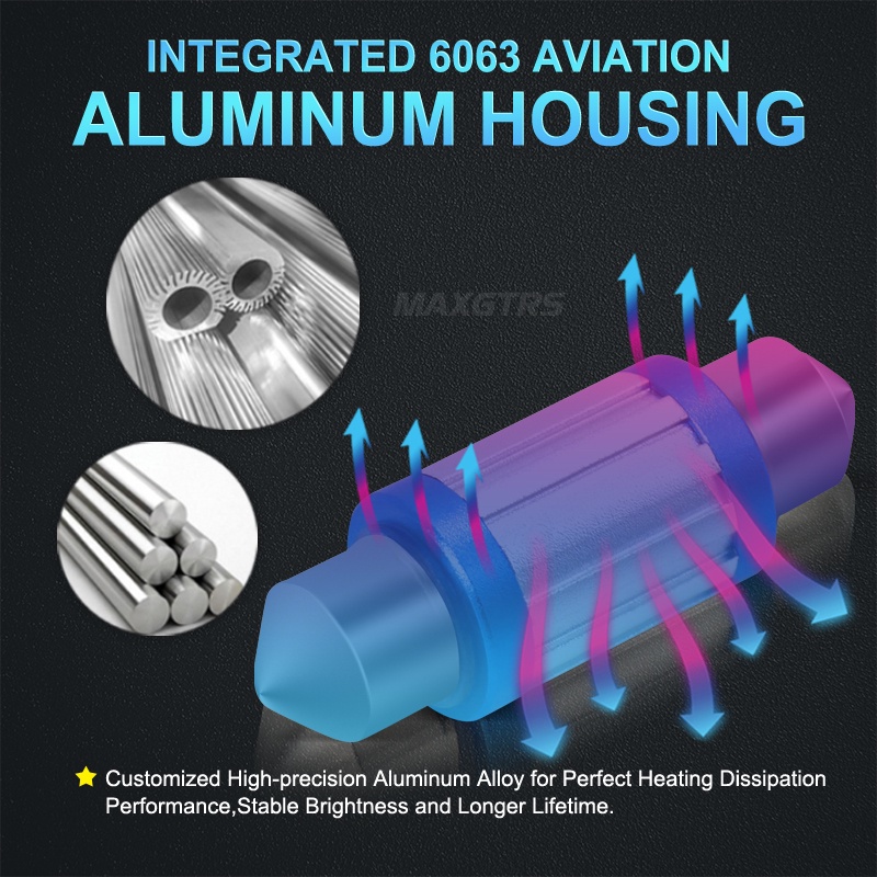 Bộ 2 Bóng Đèn LED MAXGTRS 12V 24V Chip Festoon C5W C10W 3030 Canbus 6000K Dùng Làm Đèn Nội Thất/Đèn Biển Số Xe