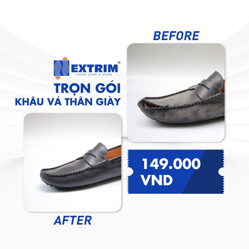 HCM [E-voucher] - Trọn gói dịch vụ khâu vá thân giày cho giày bị rách tại EXTRIM Vệ Sinh Giày