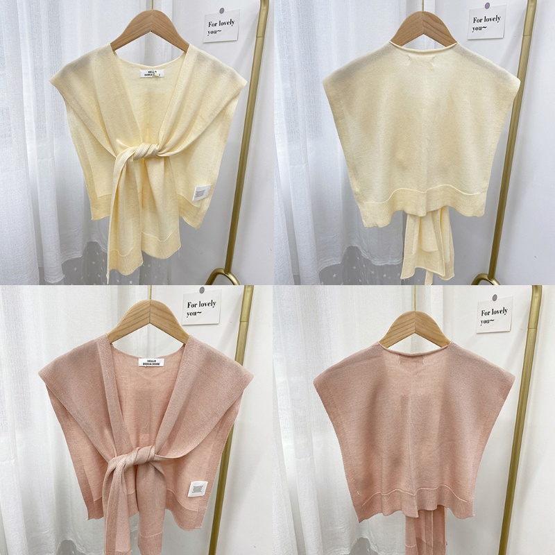 Áo Choàng Cardigan Đan Len Màu Trơn Thắt Nút Trước Vai Có Thể Tháo Rời Cho Nữ