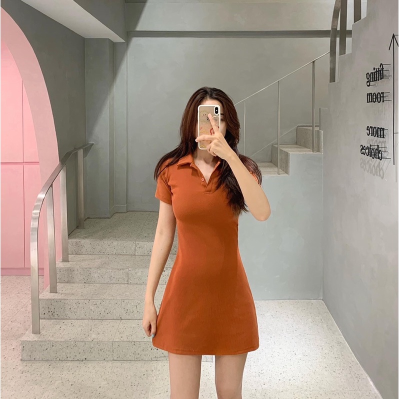 ❣️VÁY XOÈ CỔ SƠMI CAM ĐẦM  DÁNG POLO ĐI CHƠI ĐI DẠO ĐI BIỂN❣️ | BigBuy360 - bigbuy360.vn