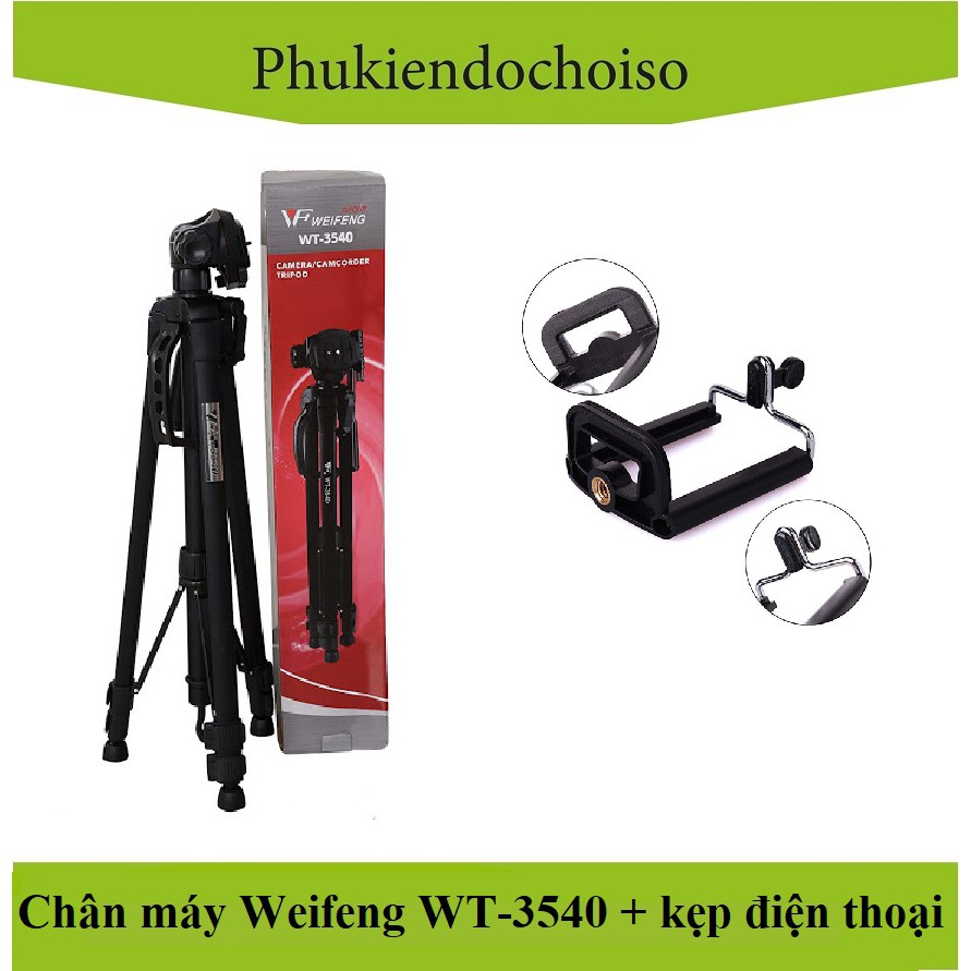 Chân máy ảnh WEIFENG WT-3540 + Giá đỡ điện thoại