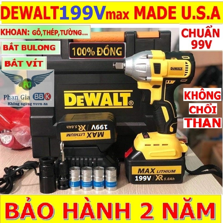 [LOẠI 1] Máy siết bulong DEWALT 199V