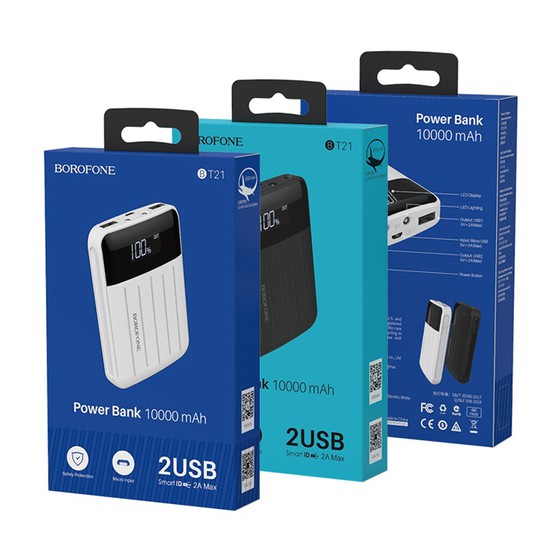 (CHÍNH HÃNG) Pin Sạc Dự Phòng BOROFONE BT21,Dung Lượng 10000mAh, Có Màn LCD Giá Tốt 1 Đổi 1.