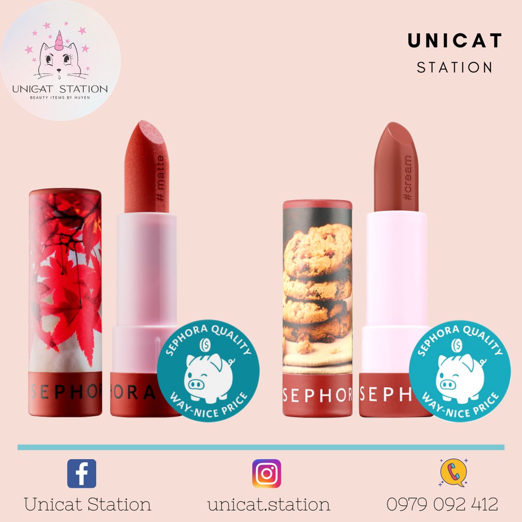 Son Thỏi SEPHORA COLLECTION #Lipstories Lipstick (76 Autumn Blaze và 10 Yum Yum)