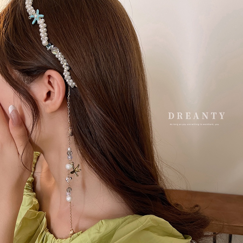 Cài Tóc Đính Hạt Ngọc Trai / Vỏ Sò / Sao Biển Kiểu Dáng Ngọt Ngào Xinh Xắn Cho Nữ