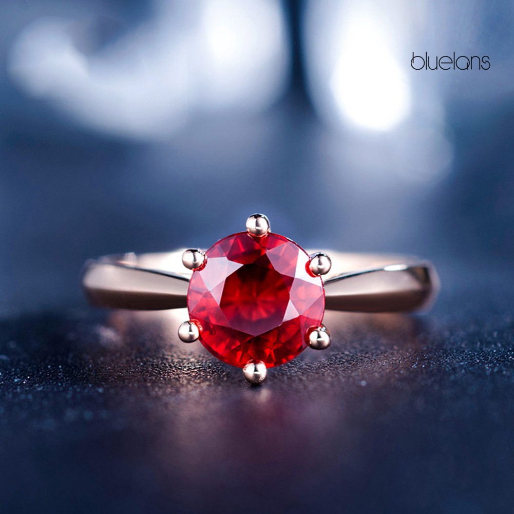 Nhẫn Đính Hôn Đính Đá Ruby Nhân Tạo Cho Nữ