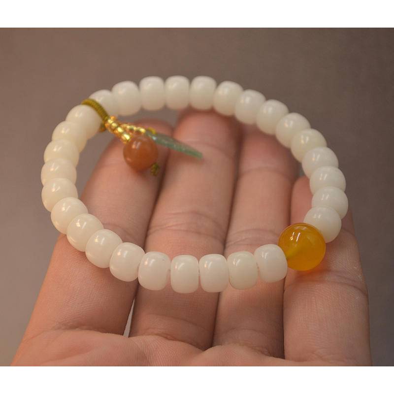 Vòng Tay Chuỗi Hạt Bồ Đề Màu Trắng 8mm Làm Thủ Công Phong Cách Năm Mới Thời Trang Cho Nữ