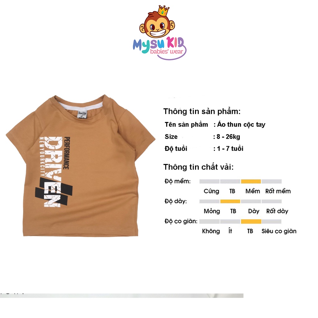 Áo thun bé trai tay ngắn Mysu kids thun cotton mềm  mịn size từ 8-25kg AT01