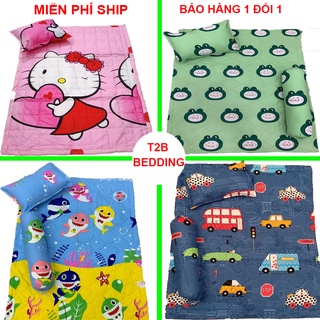 Bộ Chăn Gối Cho Bé Đi Học Mầm Non – Chất Liệu Poly cotton , đã có ruột gối, nhiều họa tiết đẹp