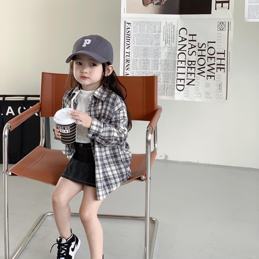 [Hàng Có Sẵn Bán Chạy] Áo Sơ Mi Cotton Tay Dài Kẻ Sọc Thời Trang Xuân Thu Phong Cách Hàn Quốc Dễ Phối Đồ Cho Bé Gái