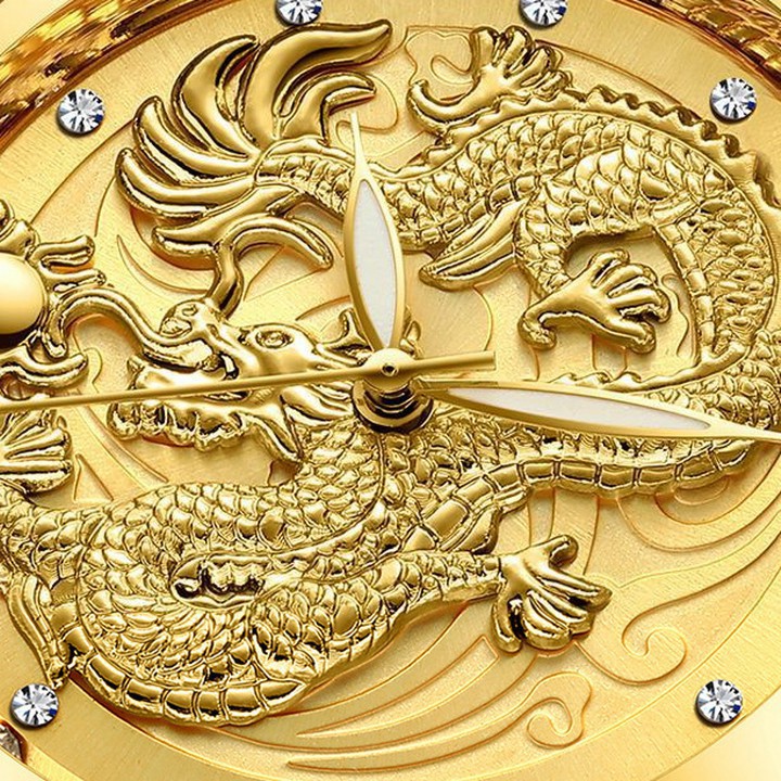 Đồng Hồ Nam FNGEEN Chạm Rồng Vàng Nổi 3D Quyền năng