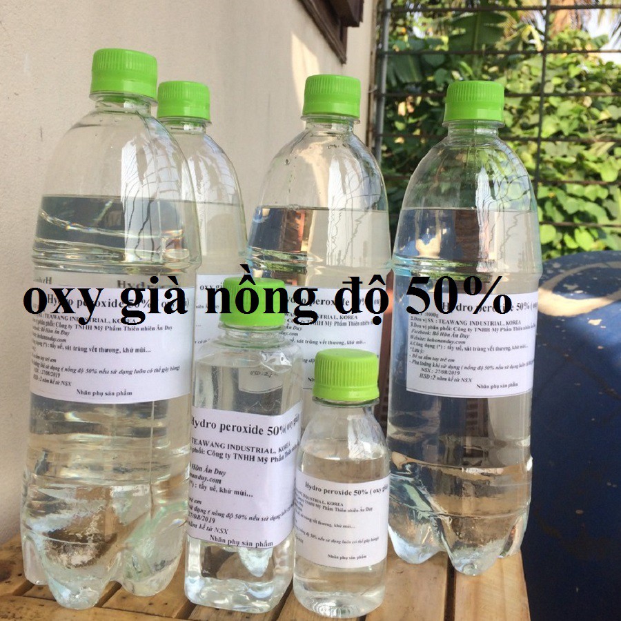 Nước Oxy Già Nồng Độ 50% Chai 1 lít, Tẩy Trắng, Sát Trùng Vết Thương