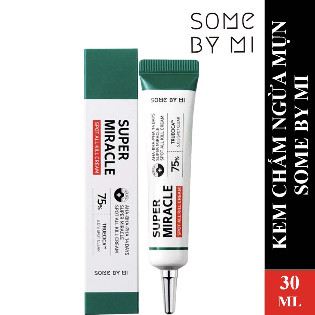 Kem Chấm Mụn, Ngăn Ngừa Và Phục Hồi Da Mụn Some By Mi AHA BHA PHA 14 Days Super Miracle Spot All Kill Cream 30ml