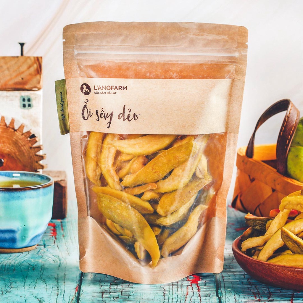 Ổi sấy dẻo L'angfarm, 225g, bịch, mẫu kraft 1 mặt trong