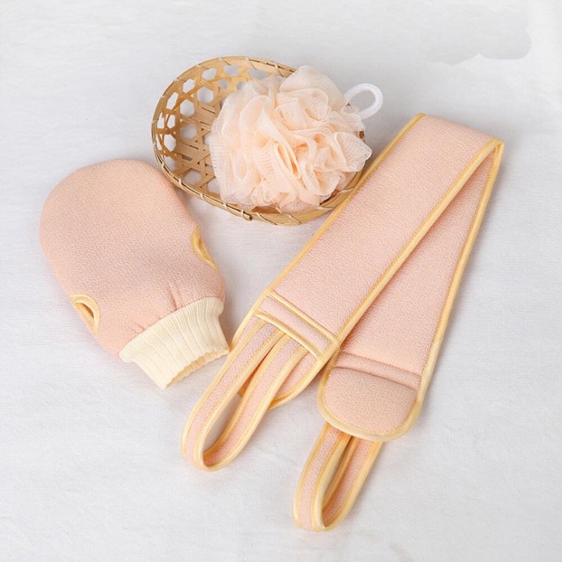 Set 3 Bông Tắm Tiện Lợi, Chùi Sạch Giữ Da Thông Thoáng