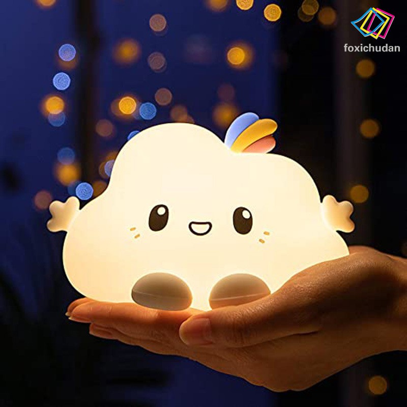 Đèn Ngủ Trang Trí Silicon Để Bàn Mèo Con Và Đám Mây Dễ Thương Có Điều Khiển Từ Xa Nhiều Màu