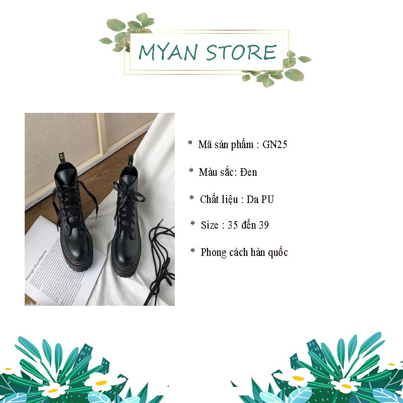 Giày boots cổ cao trơn màu phong cách Anh Quốc trang nhã cho nữ GN25 | BigBuy360 - bigbuy360.vn
