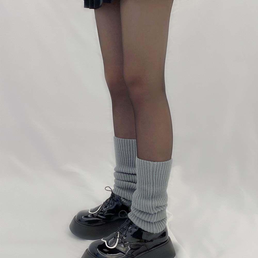 SOMEDAYZL Vỏ Bọc Giữ Ấm Chân Họa Tiết Kẻ Sọc Màu Trơn Phong Cách Lolita Nhật Bản