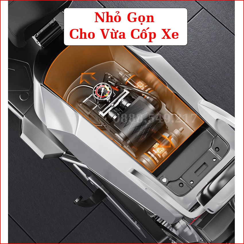 Bơm xe Máy Loại đạp chân 2 piton đồng hồ chính xác cực khỏe