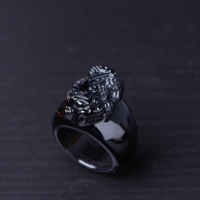 Nhẫn Đá Obsidian Tự Nhiên May Mắn Cho Nam