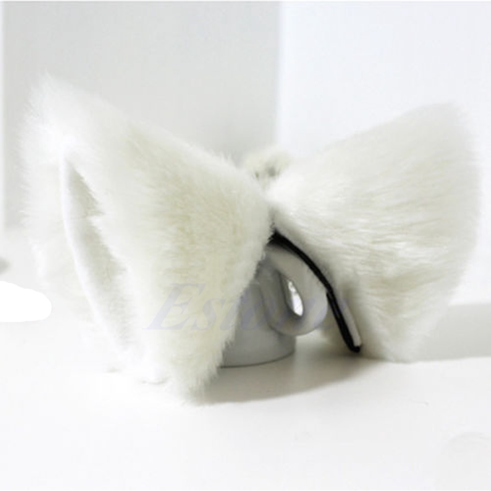 Kẹp Tóc Tai Dài Hình Tai Cáo Đính Lông Hóa Trang Halloween