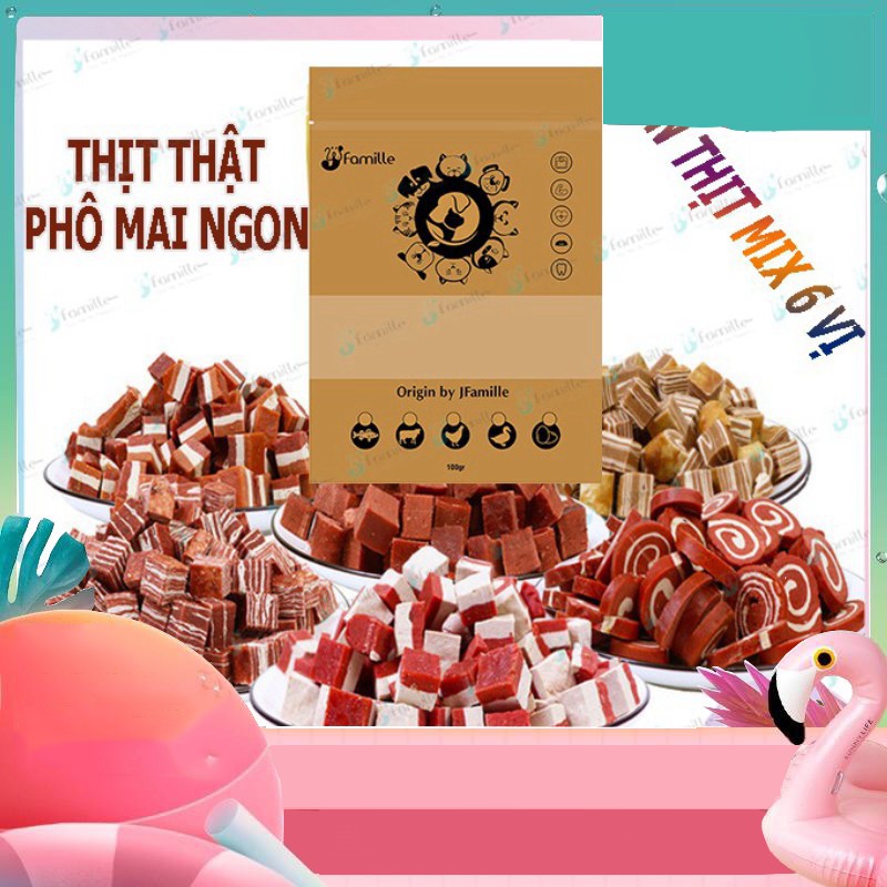 NXG [100% THỊT TƯƠI]Viên Bò - Gà - Vịt Mix Phô Mai 6 Vị, Snack Dinh Dưỡng Cho Chó, Bánh Thưởng Huấn Luyện. 100gr -JFamil