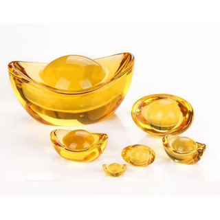 Thỏi vàng phong thủy bằng pha lê dài 9cm, biểu tượng của sự giàu sang phú quý (version 4)