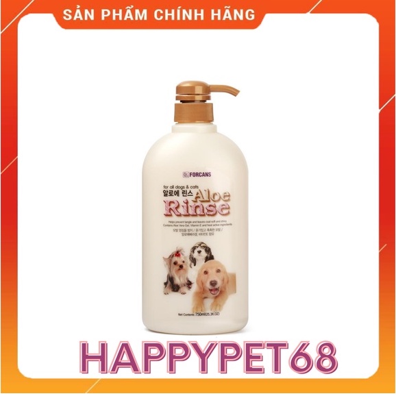 Dầu xả dưỡng lông Forbis Aloe Rinse 750ML chuyên dùng cho thú cưng chó mèo