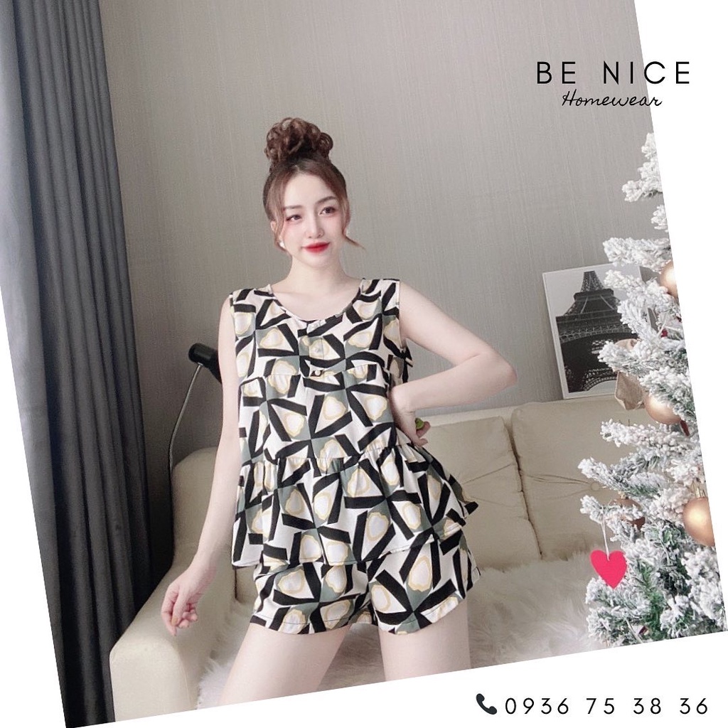 Bộ mặc nhà sát nách dáng xòe phối nút xinh xắn cho nàng nhà Be Nice Homewear