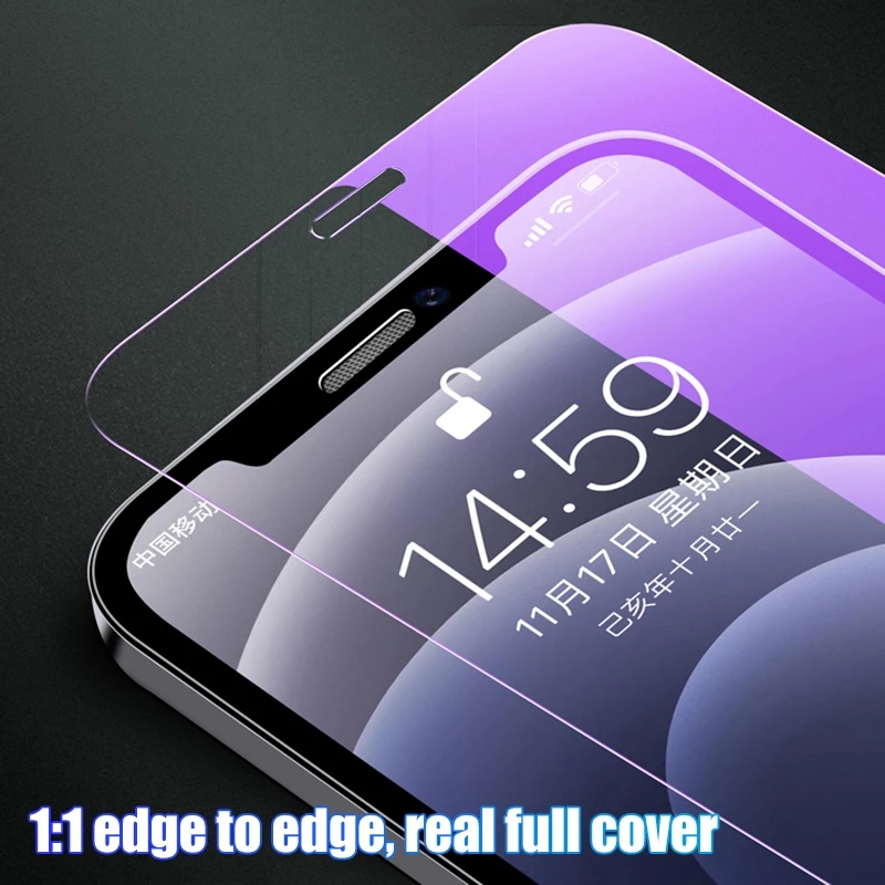 Kính cường lực chống ánh sáng xanh bảo vệ mắt chất lượng cao cho For IPhone 15 14 13 12 Mini 11 Pro X Xs Max XR 6 6s 7 8 Plus