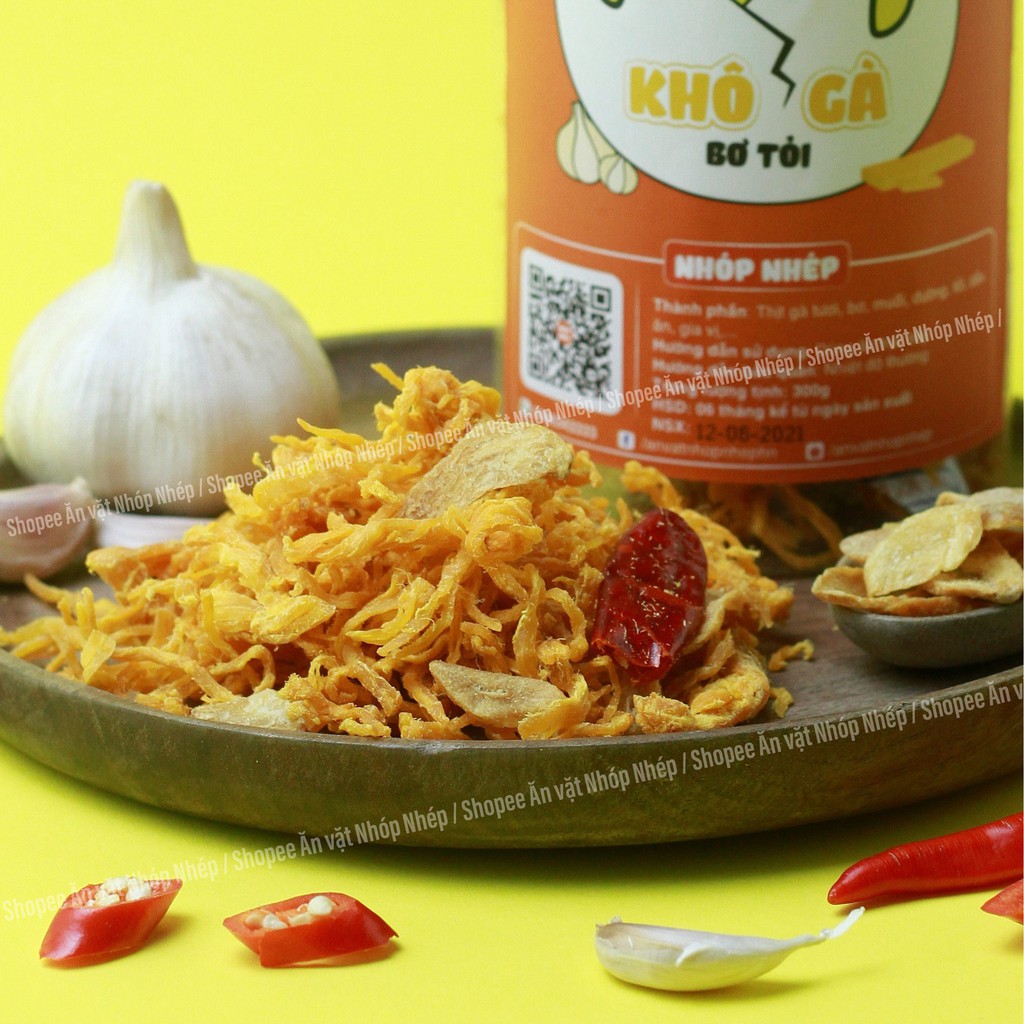 Khô gà bơ tỏi xé cay Nhóp Nhép 300g đồ ăn vặt Hà Nội | BigBuy360 - bigbuy360.vn