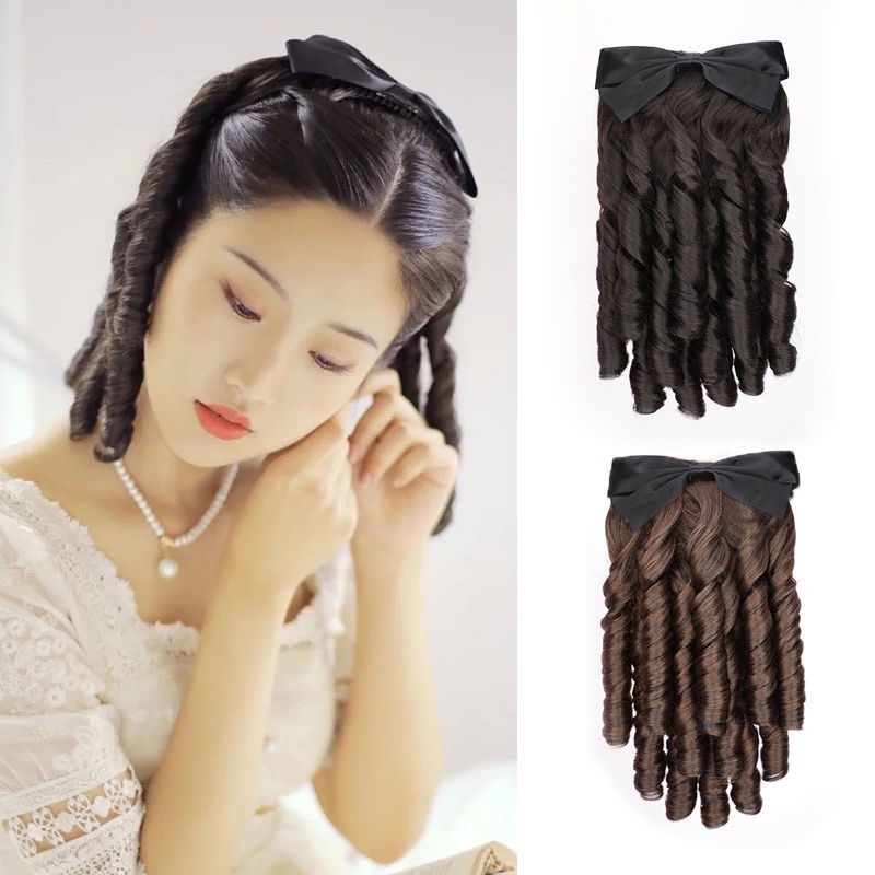 Tóc xoăn tiểu thư dân quốc cổ điển dải tóc xoăn cài sau sườn xám
