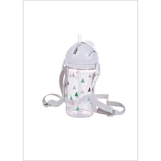 Bình nước We Bare Bears 400ml có ống hút (Xám)