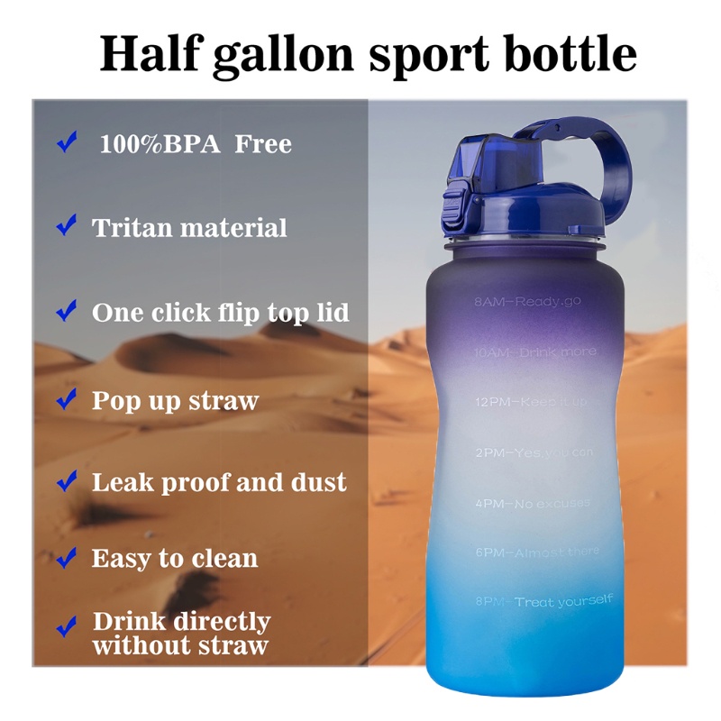 Bình Nước Thể Thao Dung Tích Lớn 2000ml Kèm Ống Hút Tiện Dụng