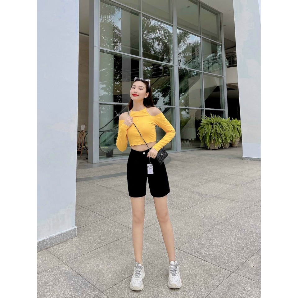 Quần Short Jean Ngố QJ02 ❤️ Quần Short Jean Ngố Nữ Ống Rộng Lưng Cao Phong Cách Ulzzang Hàn Quốc