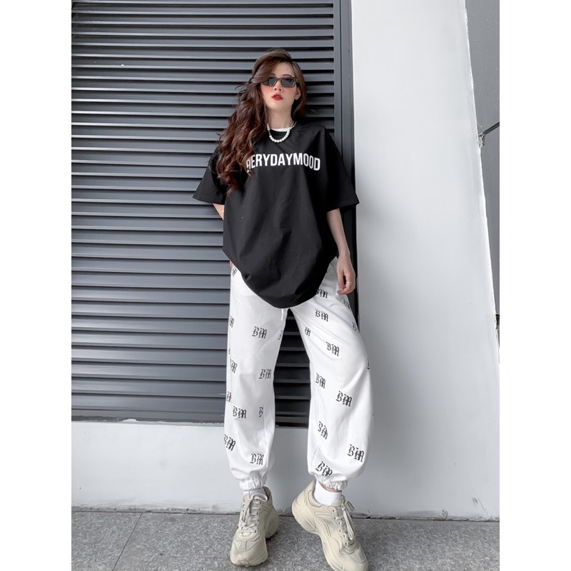 Quần JOGGER PANT “BM” (ko dây) + Croptop chữ kim tuyến nổi 🔥.